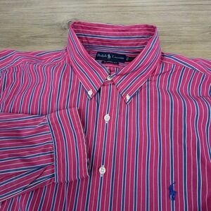 Polo Ralph Lauren Classic Fit Pink Blue Men's XL 17.5 Button Down Shirt